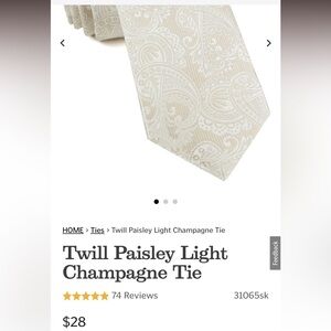 Tie Bar Tie and Pocket Square in Twill Paisley